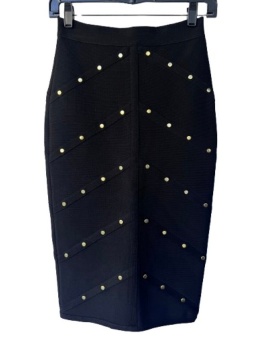 Topshop studded bandage skirt black, gold women's size 4